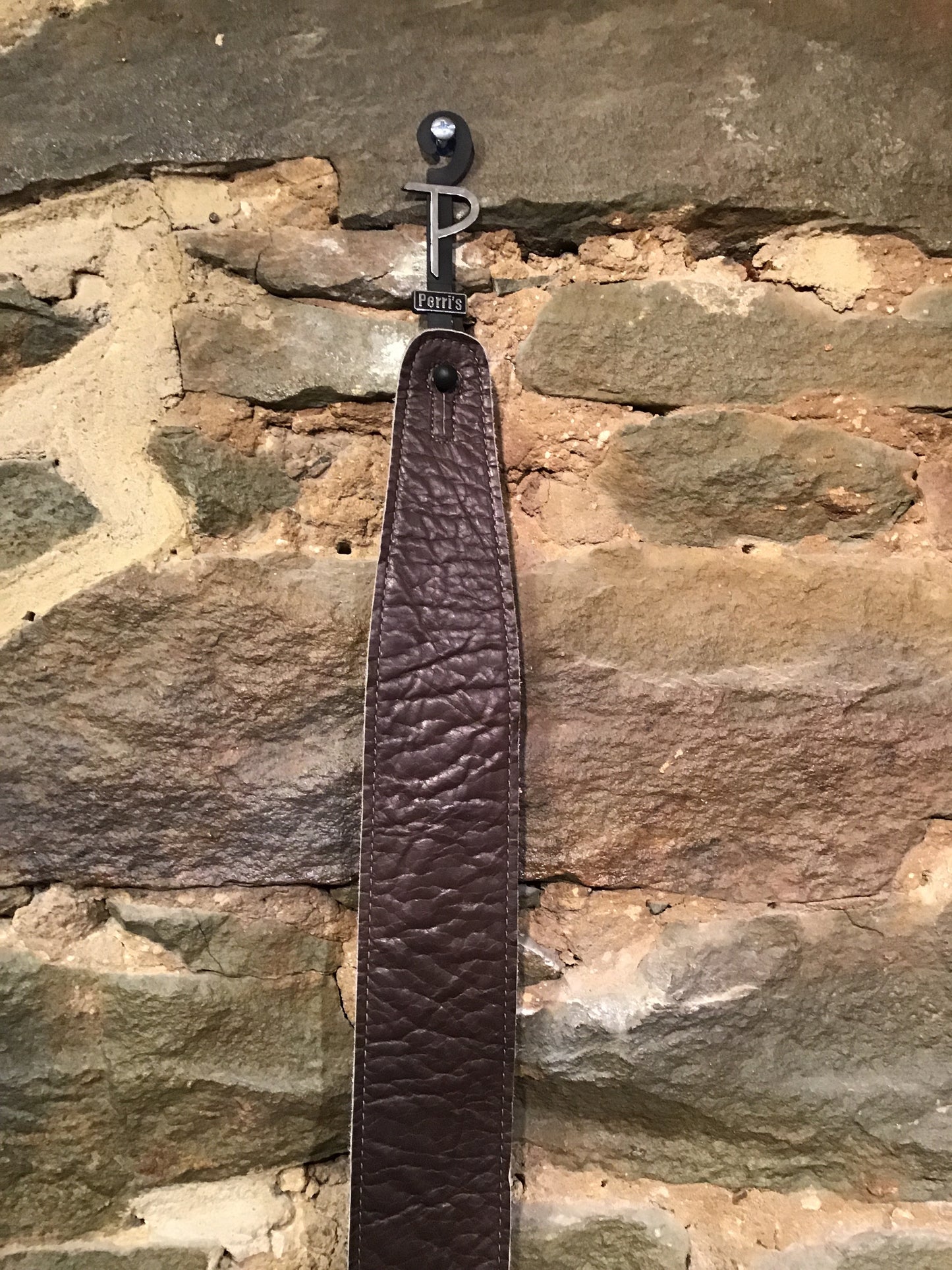 Perri’s Leathers 2.5” brown saddle leather guitar strap
